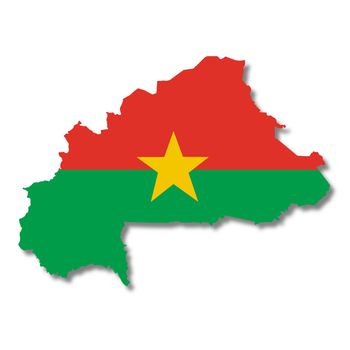 A Burkina flag map on white background 3d illustration with clipping path