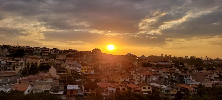 sunset view in late afternoon in Brazil in urban sunny day