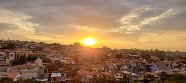 sunset view in late afternoon in Brazil in urban sunny day