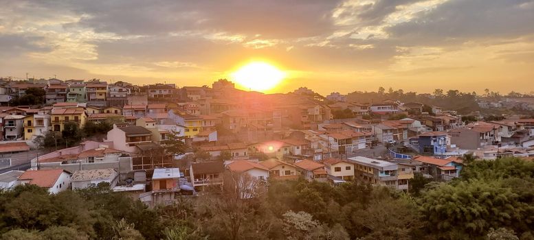 sunset view in late afternoon in Brazil in urban sunny day