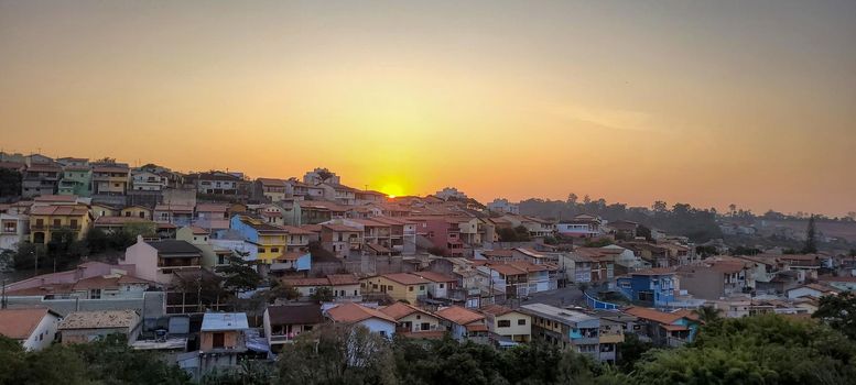 sunset view in late afternoon in Brazil in urban sunny day