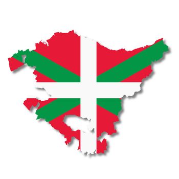 A Basque flag map on white background 3d illustration with clipping path