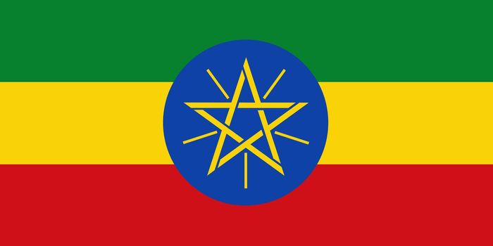 An Ethiopia flag background illustration green yellow red blue disc gold pentagram