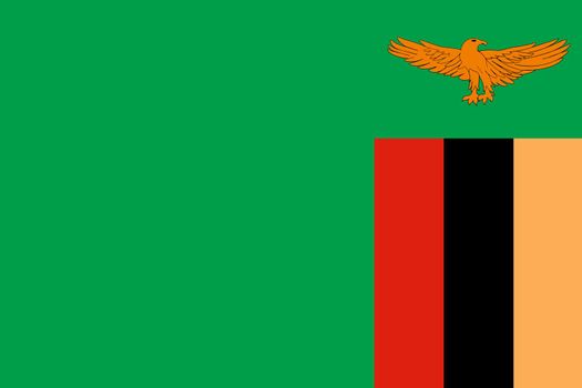 A Zambia flag illustration background green red black zambrano stripes orange eagle