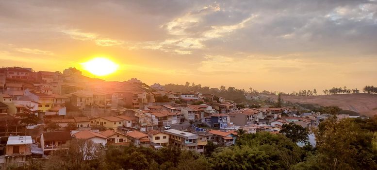 sunset view in late afternoon in Brazil in urban sunny day