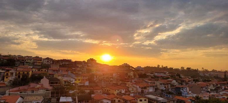 sunset view in late afternoon in Brazil in urban sunny day