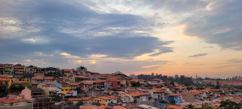 sunset view in late afternoon in Brazil in urban sunny day