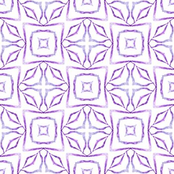 Hand drawn tropical seamless border. Purple unusual boho chic summer design. Textile ready original print, swimwear fabric, wallpaper, wrapping. Tropical seamless pattern.