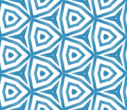 Geometric seamless pattern. Blue symmetrical kaleidoscope background. Hand drawn geometric seamless design. Textile ready great print, swimwear fabric, wallpaper, wrapping.