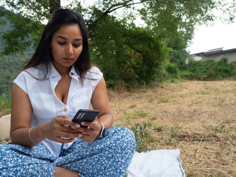 asian hindi woman enjoying relax cloudy day