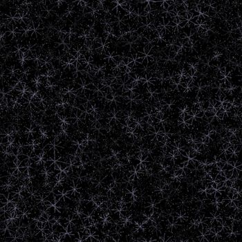 Hand Drawn Snowflakes Christmas Seamless Pattern. Subtle Flying Snow Flakes on chalk snowflakes Background. Authentic chalk handdrawn snow overlay. Fresh holiday season decoration.