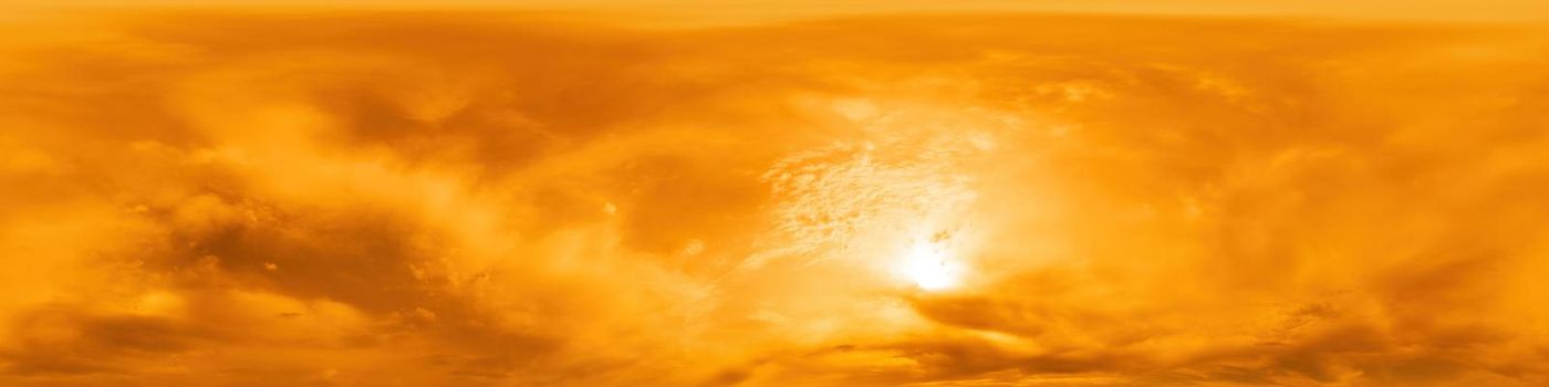 Sky panorama with Cirrus clouds in Seamless spherical equirectangular format. Full zenith for use in 3D graphics, game and editing aerial drone 360 degree panoramas for sky replacement