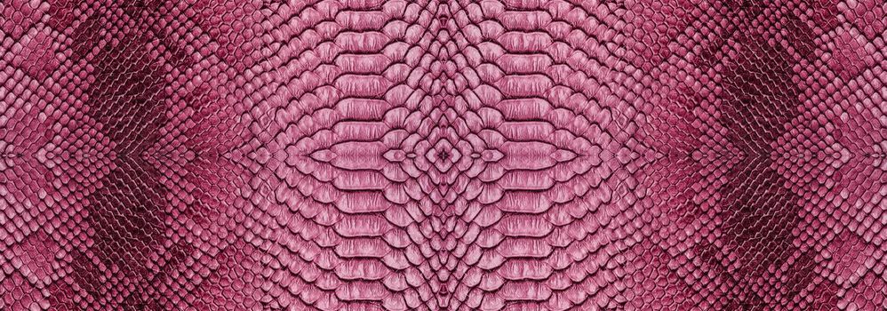 Snake skin texture closeup background. Panoramic web banner with copy space background
