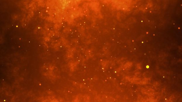 Epic fire animation with flying sparks. Dramatic background