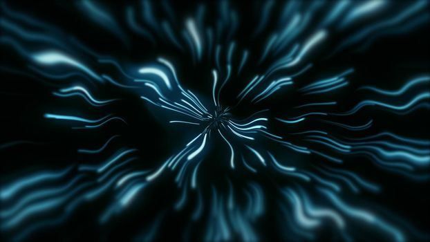 Abstract background with light waves moving fast from the center