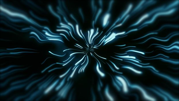 Abstract background with light waves moving fast from the center