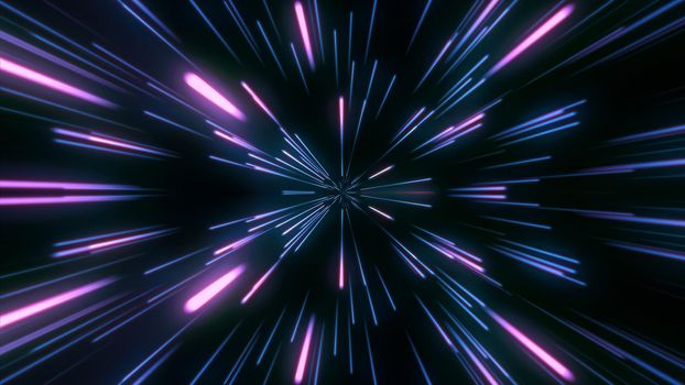 Moving pink neon beams at high speed