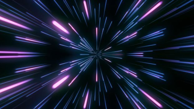 Moving pink neon beams at high speed