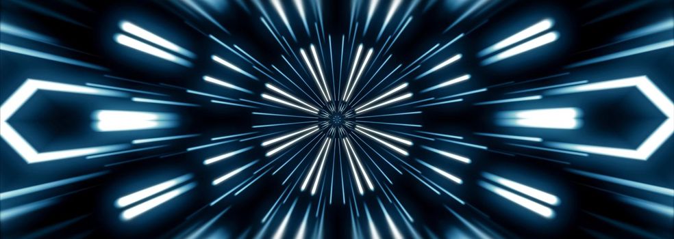 Flying lines into digital technologic tunnel. Futuristic technology abstract background with lines for network, big data, data center, server, internet, speed.