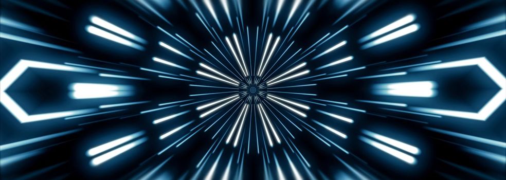 Flying lines into digital technologic tunnel. Futuristic technology abstract background with lines for network, big data, data center, server, internet, speed.