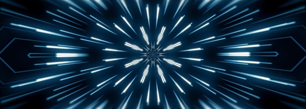 Flying lines into digital technologic tunnel. Futuristic technology abstract background with lines for network, big data, data center, server, internet, speed.