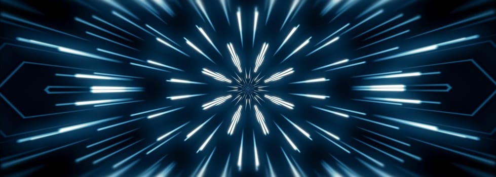 Flying lines into digital technologic tunnel. Futuristic technology abstract background with lines for network, big data, data center, server, internet, speed.