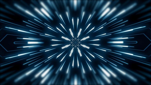 Flying lines into digital technologic tunnel. Futuristic technology abstract background with lines for network, big data, data center, server, internet, speed.