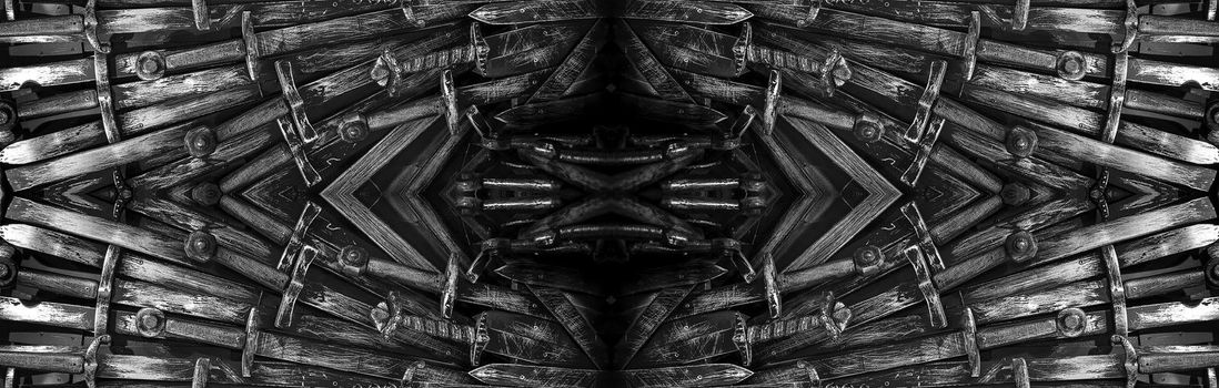 Metal knight swords horizontal background. Close up. The concept Knights.