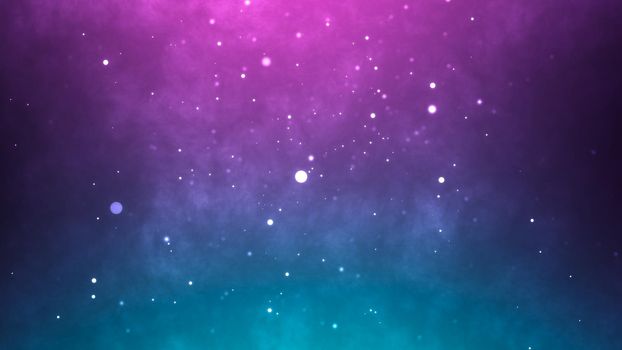 Neon particles background. Blue pink abstract glowing space