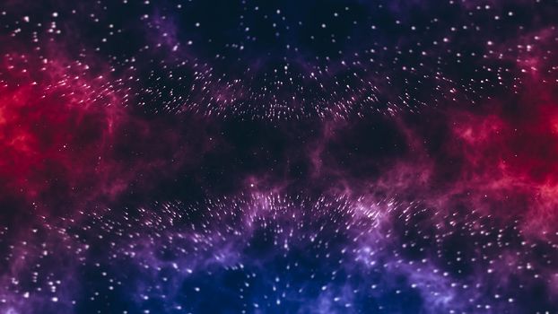 dramatic background of star formation with rays of light on a blue purple smoky background