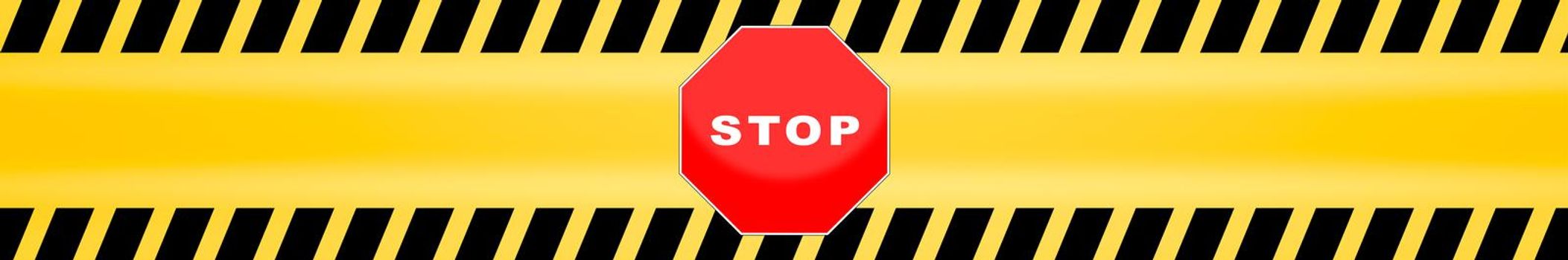 stop sign template with yellow caution police line background