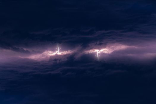 Thunderstorms are massive clouds with thunder and lightning discharges in the sky