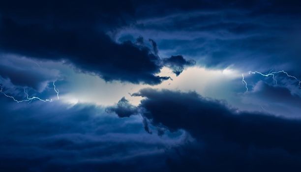Thunderstorms are massive clouds with thunder and lightning discharges in the sky