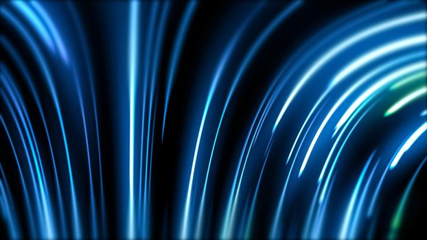 Glowing lines, blue violet neon lights, laser show, night club, equalizer, abstract fluorescent background, optical illusion, virtual reality