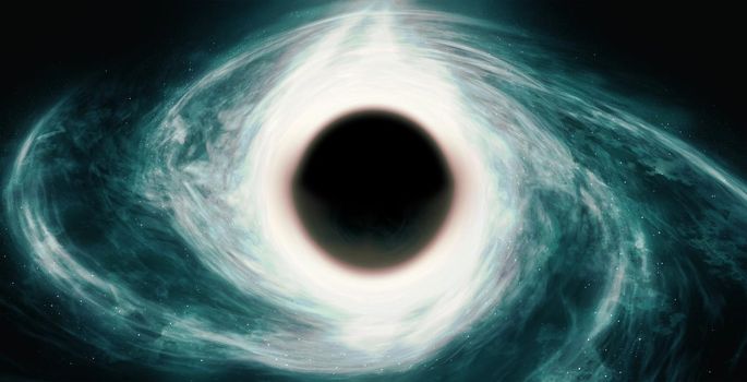 Image of open deep space. computer model black hole image