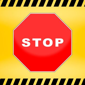 stop sign template with yellow caution police line background