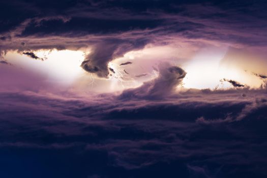 Thunderstorms are massive clouds with thunder and lightning discharges in the sky