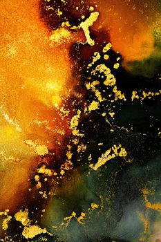 Burning abstract background from marble ink art of exquisite original painting . Painting was painted on high quality paper texture to create smooth marble background pattern of ombre alcohol ink .