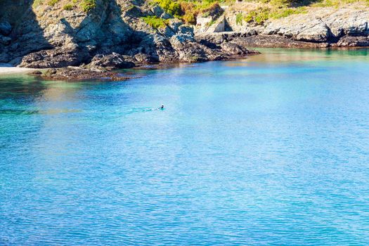 seascape at the entrance of the port of Sauzon on the Island of Belle Ile en Mer in the Morbihan