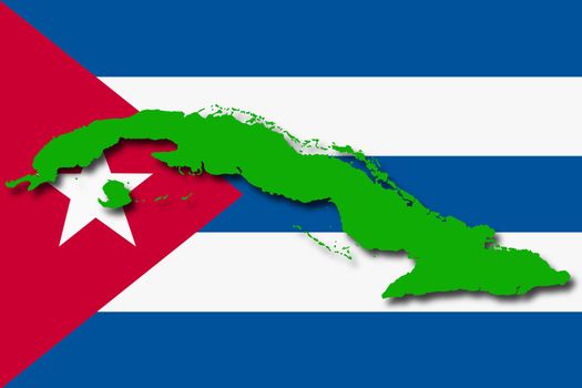 A Cuba flag map on white background 3d illustration with clipping path