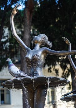 Famous ballet dancer fountain at Tbilisi State Opera House on Rustaveli avenue