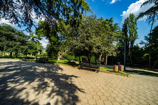 Famous Vere Park in Tbilisi in summer day, in downtown of georgian capital city