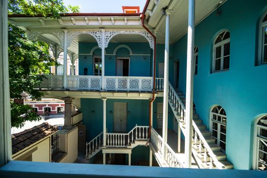 Famous inner yard of the oldest public building in historical part of Tbilisi, Georgia