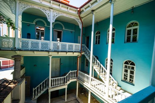 Famous inner yard of the oldest public building in historical part of Tbilisi, Georgia