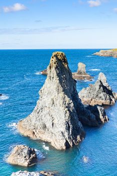 The famous places of the island Belle Ile en Mer, Needles of Port-Coton and the cliffs