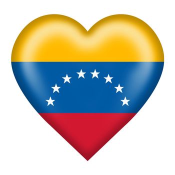 Venezuela flag heart button 3d illustration isolated on white with clipping path