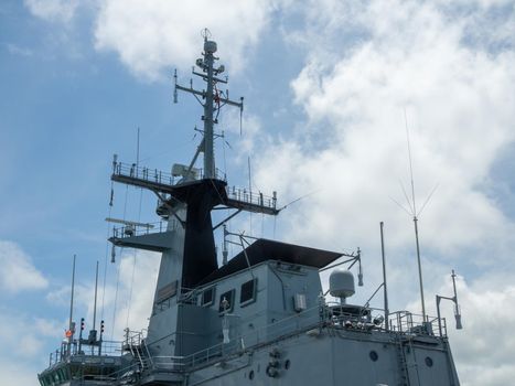 Radar tower on a warship aircraft carrier of the Thai Navy