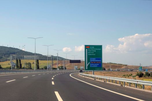 Canakkale,Turkey.August 11, 2022. 1915 Canakkale bridge and highway with its modern architecture are in the Dardanelles,Marmara region,Turkey.