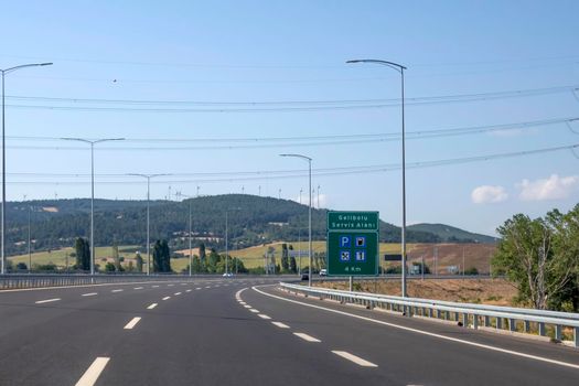 Canakkale,Turkey.August 11, 2022. 1915 Canakkale bridge and highway with its modern architecture are in the Dardanelles,Marmara region,Turkey.