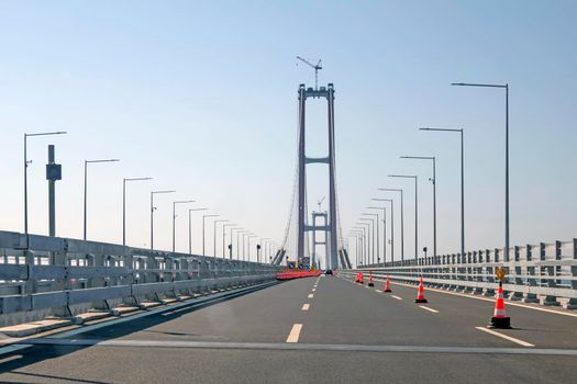 Canakkale,Turkey.August 11, 2022. 1915 Canakkale bridge and highway with its modern architecture are in the Dardanelles,Marmara region,Turkey.